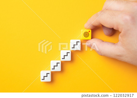 Steps leading to the goal. Emphasizing persistence, direction, and focus, this approach ensures that progress. Strategic steps, each carefully planned and executed. 122032917