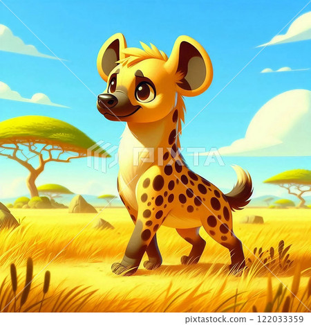 鬣狗行走在大草原 122033359