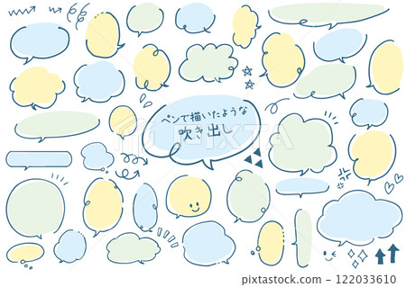 Pen-like speech bubble, blue 122033610