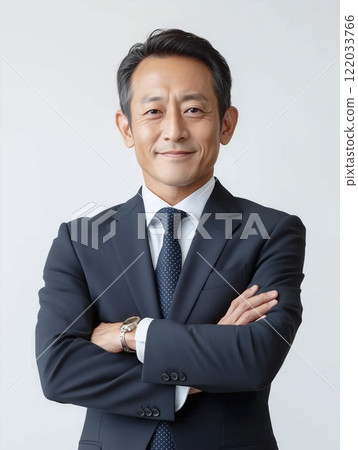 Businessman. A senior man in a suit with his arms crossed and a confident look 122033766