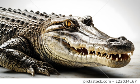 Close up face of Crocodile with white background. Close up face of Crocodile with white background. 122034167