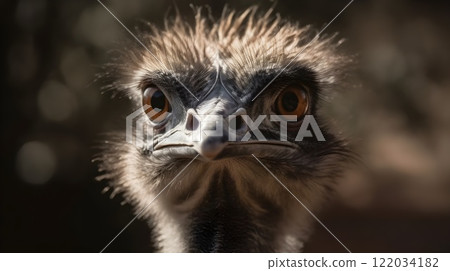 Close up head and face of Common ostrich flightless bird in the nature background. 122034182