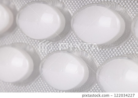 Macro view of tablets in blister 122034227
