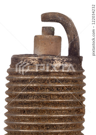 Macro close up of worn spark plug tip 122034232