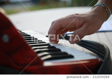 Musician's Fingers Dancing Over Accordion Keys Musician's Fingers Dancing Over Accordion Keys 122034269