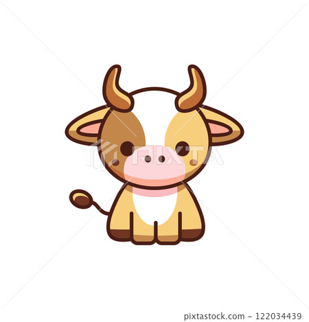cute cow cartoon character, illustration on white background 122034439