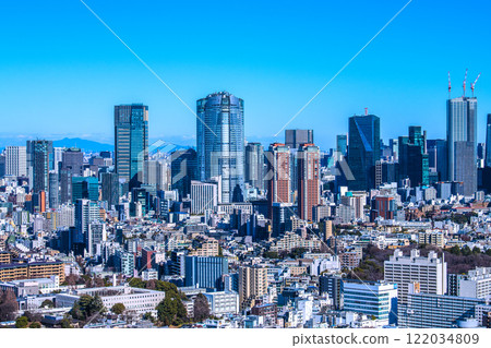 Tokyo cityscape in Japan, overlooking Roppongi Hills and Tokyo Midtown (11th) 122034809