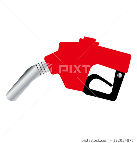 Simple and flat illustration of a fuel nozzle for regular gasoline on white background 122034875