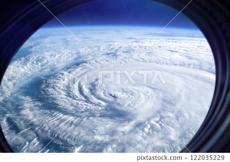 Planet Earth in the space. Hurricane on Earth. 122035229