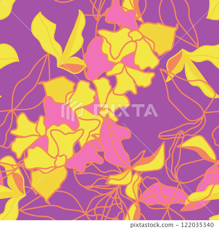 Creative collage contemporary floral seamless pattern. Fashionable template for design.  122035340