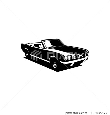 1966 Ford Mustang silhouette. premium vector design. isolated white background seen from the side. best for logos, emblems, badges and the vintage car industry 1966 Ford Mustang silhouette. premium vector design. isolated white background seen from the side. best for logos, emblems, badges and the vintage car industry 122035377