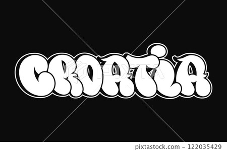 Zagreb - single word, letters graffiti style. Vector hand drawn logo. Funny cool trippy word Zagreb, fashion, graffiti style print t-shirt, poster concept 122035429