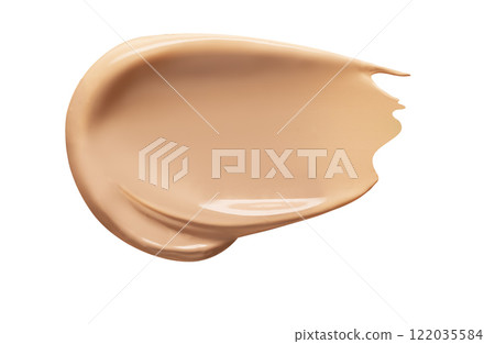 Makeup Liquid foundation stroke isolated on white background. Cosmetic product brush swatch Makeup Liquid foundation stroke isolated on white background. Cosmetic product brush swatch 122035584