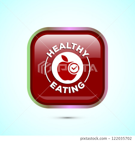 Healthy eating icon design illustration. Healthy food sign symbol. Button design Healthy eating icon design illustration. Healthy food sign symbol. Button design 122035702