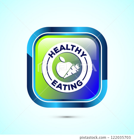 Healthy eating icon design illustration. Healthy food sign symbol. Button design 122035703