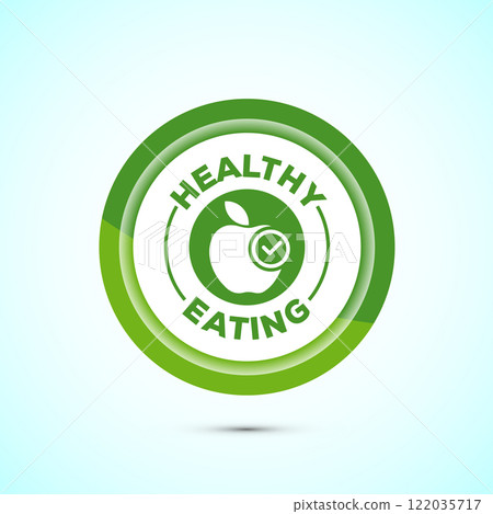 Healthy eating icon design illustration. Healthy food sign symbol. Button design Healthy eating icon design illustration. Healthy food sign symbol. Button design 122035717