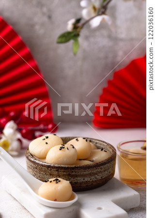 Tang yuan rice dumpling balls for Chinese lunar New year celebration 122036160