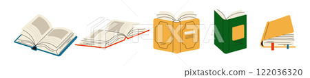 Open books for learning and rest flat color vector objects Open books for learning and rest flat color vector objects 122036320