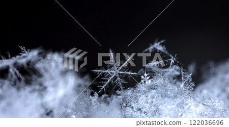snapshot of a small snowflake taken during a snowfall snapshot of a small snowflake taken during a snowfall 122036696