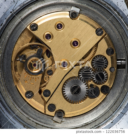 clockwork vintage mechanical watch, high resolution and detail clockwork vintage mechanical watch, high resolution and detail 122036756