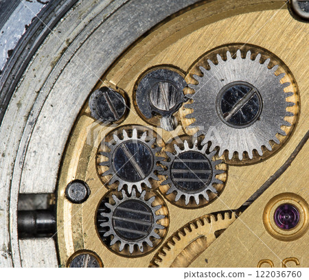 clockwork vintage mechanical watch, high resolution and detail clockwork vintage mechanical watch, high resolution and detail 122036760