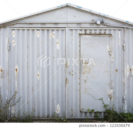 old metal door to the car garage 122036879