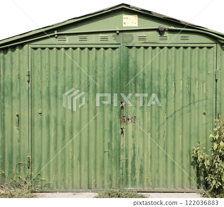old metal door to the car garage 122036883