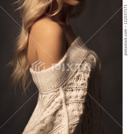 young beautiful woman on a dark background, full length studio shot young beautiful woman on a dark background, full length studio shot 122037171