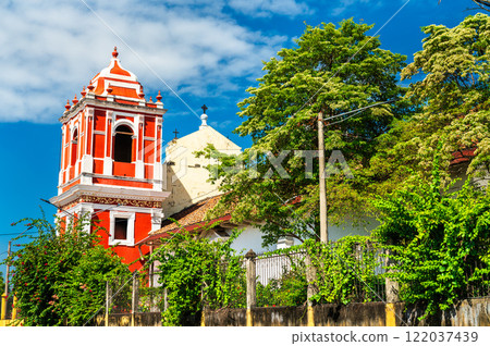 Iglesia El Calvario, a beautiful historic church in Leon, Nicaragua, Central America 122037439