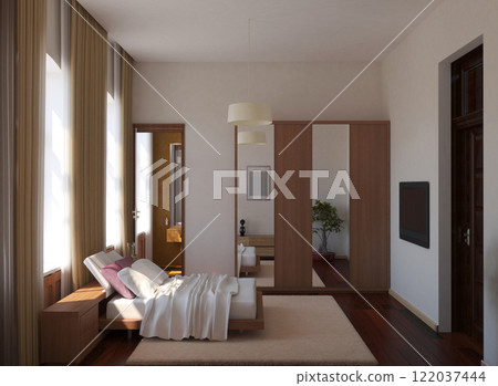 residential interior visualization, 3D illustration, cg 122037444