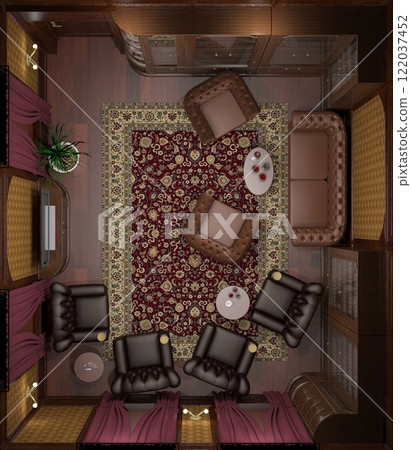 cigar room, smoking lounge, interior visualization, 3D illustration cigar room, smoking lounge, interior visualization, 3D illustration 122037452