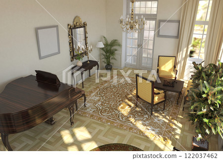 modern apartment interior, 3D illustration, cg modern apartment interior, 3D illustration, cg 122037462