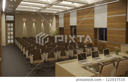 conference room, meeting room, interior visualization, 3D illustration conference room, meeting room, interior visualization, 3D illustration 122037510