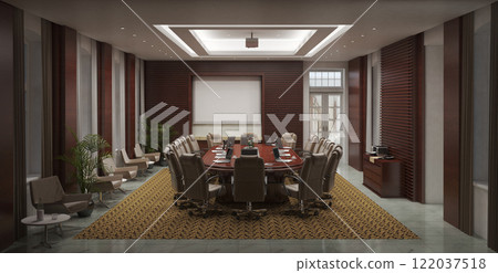 conference room, meeting room, interior visualization, 3D illustration conference room, meeting room, interior visualization, 3D illustration 122037518