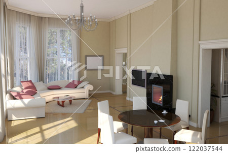 residential interior visualization, 3D illustration, cg 122037544