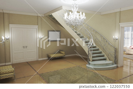 residential interior visualization, 3D illustration, cg residential interior visualization, 3D illustration, cg 122037550