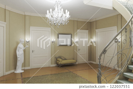residential interior visualization, 3D illustration, cg residential interior visualization, 3D illustration, cg 122037551