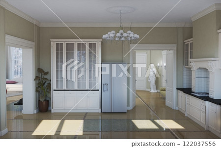 residential interior visualization, 3D illustration, cg 122037556