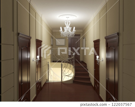 residential interior visualization, 3D illustration, cg 122037567