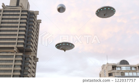 Ufo, photorealistic 3d visualization, 3d render 122037757