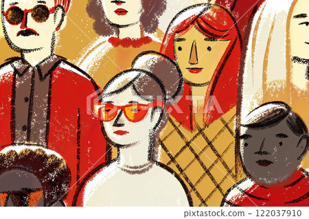 A Diverse Group of People Illustrated in a Vibrant, Colorful and Expressive Style 122037910