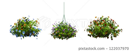 decorative flower in a pot isolated on white background, 3D illustration, cg render decorative flower in a pot isolated on white background, 3D illustration, cg render 122037970