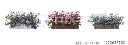 decorative flower in a pot isolate on a transparent background, 3D illustration, cg render decorative flower in a pot isolate on a transparent background, 3D illustration, cg render 122038162