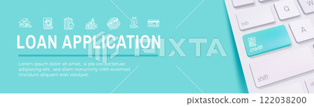 Credit Score for Loan Refinance or Application Icon Set and Web Banner 122038200