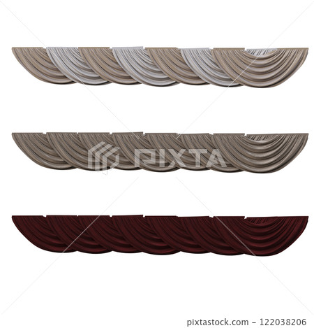 curtain isolated on a transparent background, interior decorations, 3D illustration, cg render 122038206