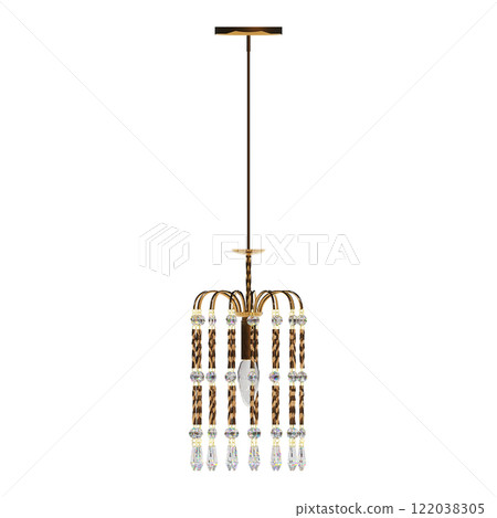 chandelier on the ceiling isolated on transparent background, hanging lamp, pendant light, 3D illustration, cg render chandelier on the ceiling isolated on transparent background, hanging lamp, pendant light, 3D illustration, cg render 122038305