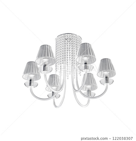chandelier on the ceiling isolated on transparent background, hanging lamp, pendant light, 3D illustration, cg render chandelier on the ceiling isolated on transparent background, hanging lamp, pendant light, 3D illustration, cg render 122038307