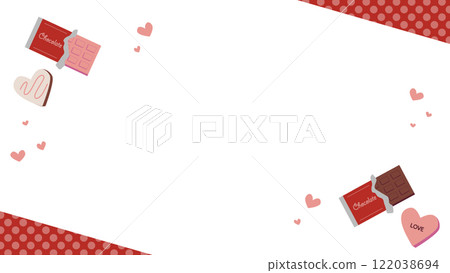 Vector background illustration frame with chocolate hearts for Valentine's Day in cute colors 122038694