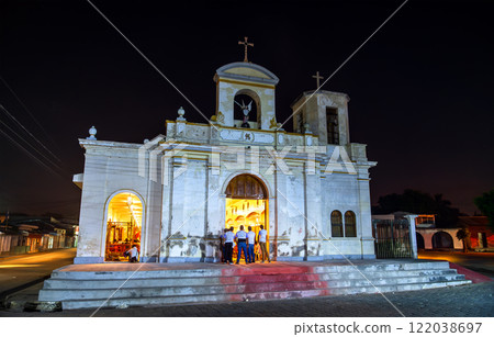 Parish Church of Saint Michael the Archangel at night in Masaya, Nicaragua 122038697