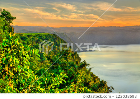 View of Masaya Lake at sunset in Nicaragua 122038698